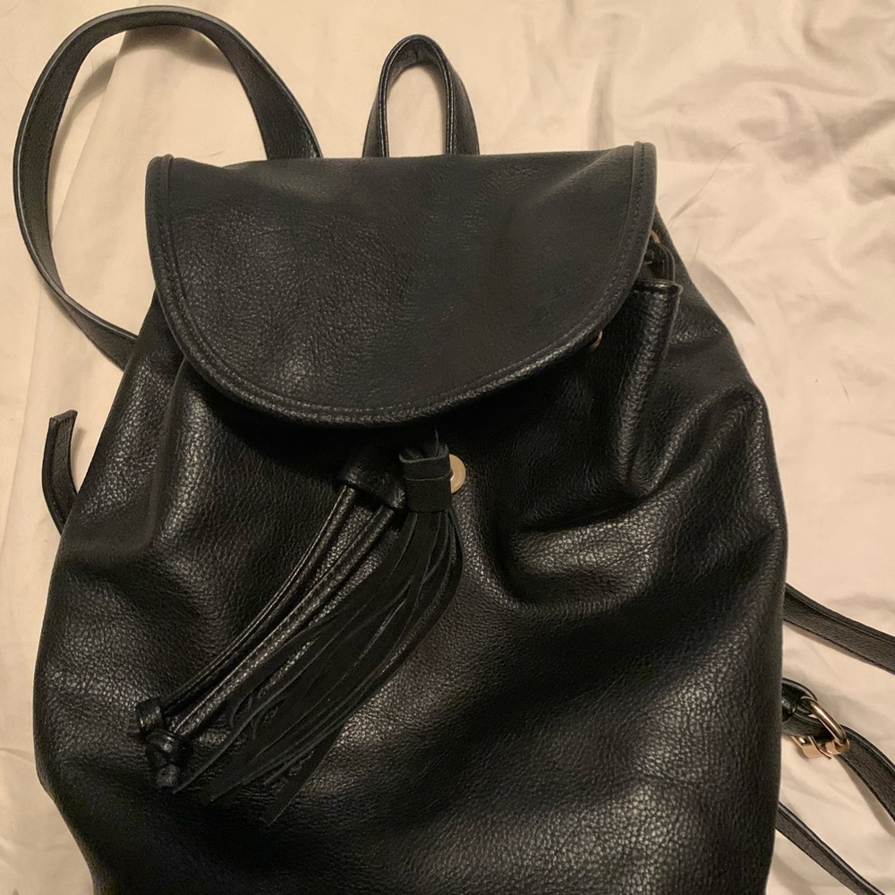 Faux leather backpack suede tassel